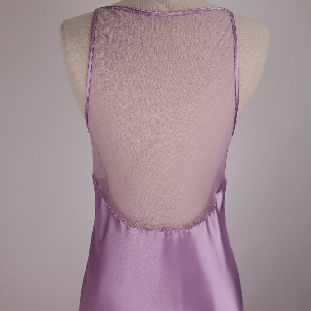 🌺 Vtg Cinema Etoile NWOT Long Pearl Sequin Embroidered Long Lavender Nightgown - Picture 9 of 10